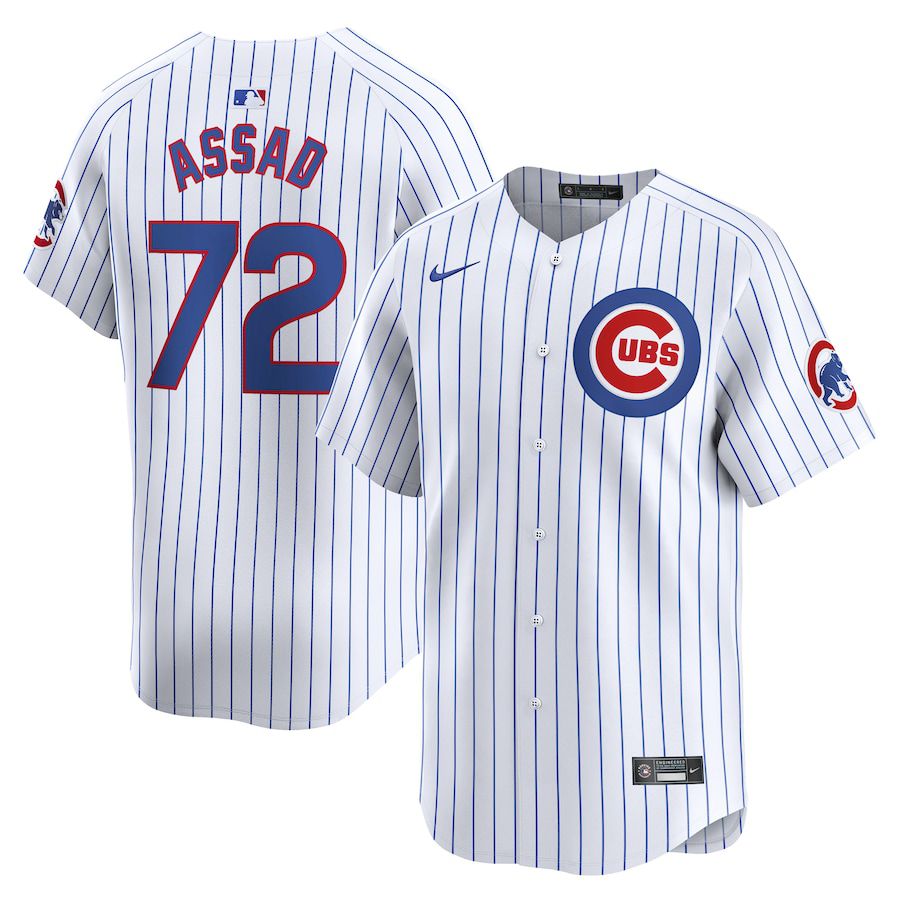 Men Chicago Cubs #72 Javier Assad Nike White Home Limited Player MLB Jersey